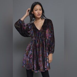 Anthropologie Mona Floral Burnout Mini Dress - XL